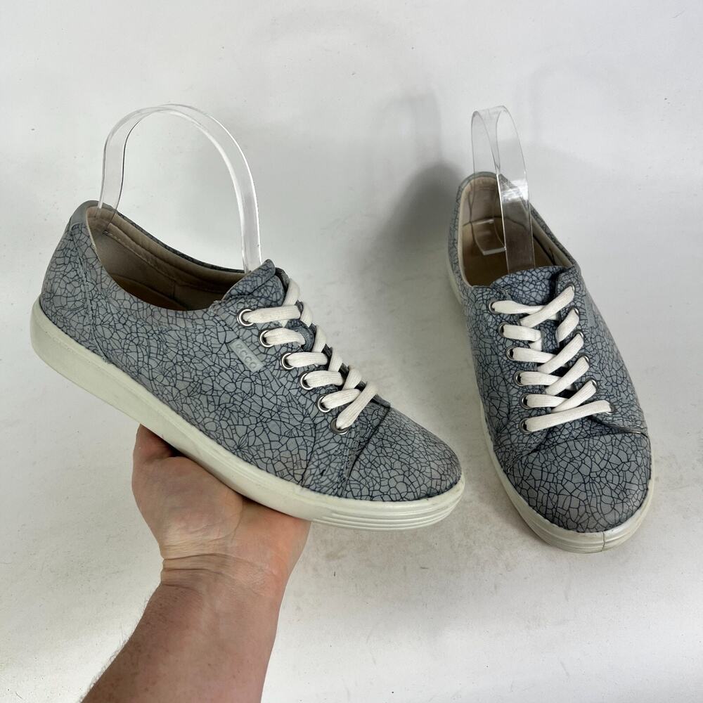 ECCO Soft 7 Sneaker Women's 7 Gray Leather Elephant Print Shoes 43000351411